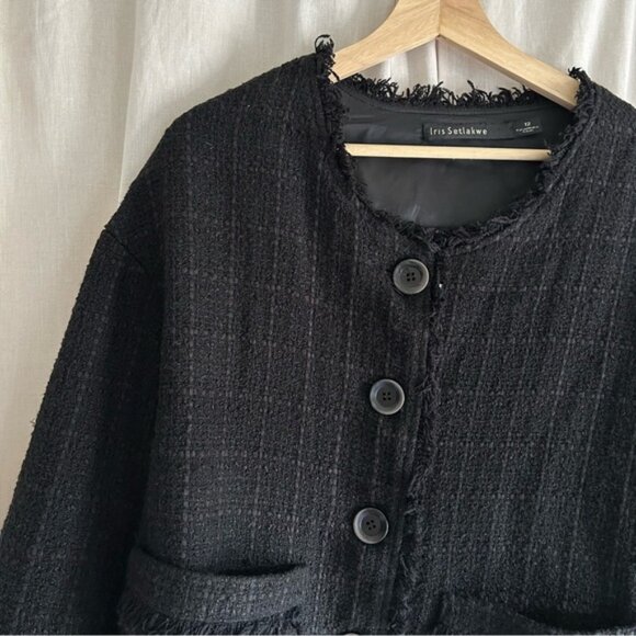 Iris Setlakwe Tweed Black Blazer 12 - Picture 6 of 7